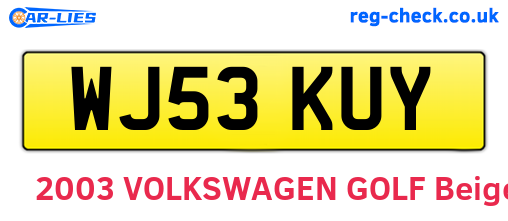 WJ53KUY are the vehicle registration plates.