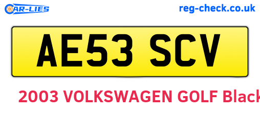 AE53SCV are the vehicle registration plates.