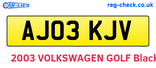 AJ03KJV are the vehicle registration plates.