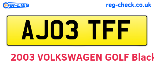 AJ03TFF are the vehicle registration plates.