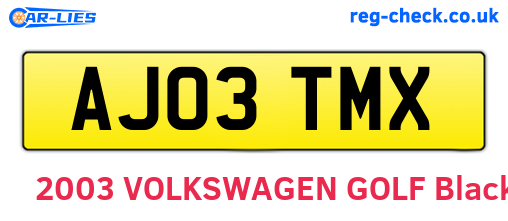 AJ03TMX are the vehicle registration plates.