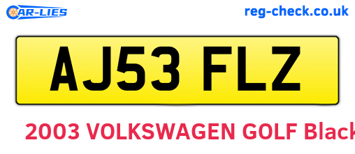 AJ53FLZ are the vehicle registration plates.