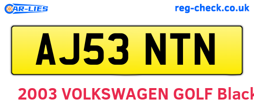 AJ53NTN are the vehicle registration plates.