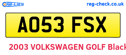 AO53FSX are the vehicle registration plates.