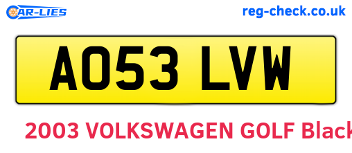 AO53LVW are the vehicle registration plates.