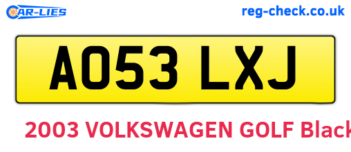 AO53LXJ are the vehicle registration plates.