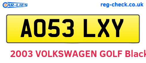 AO53LXY are the vehicle registration plates.