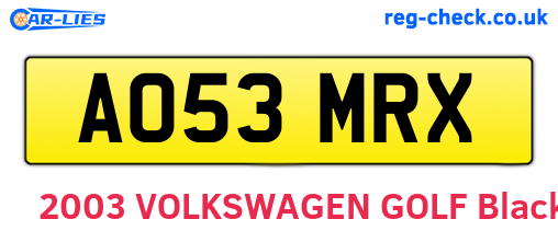 AO53MRX are the vehicle registration plates.