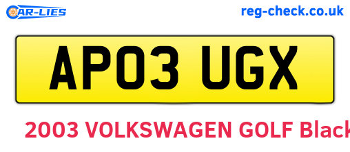 AP03UGX are the vehicle registration plates.