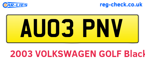 AU03PNV are the vehicle registration plates.