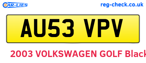 AU53VPV are the vehicle registration plates.