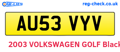 AU53VYV are the vehicle registration plates.