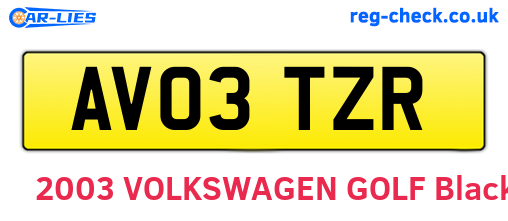 AV03TZR are the vehicle registration plates.