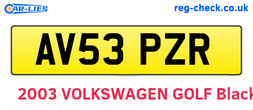 AV53PZR are the vehicle registration plates.