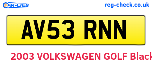 AV53RNN are the vehicle registration plates.