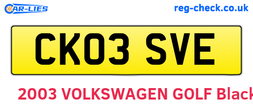 CK03SVE are the vehicle registration plates.