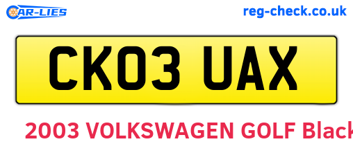 CK03UAX are the vehicle registration plates.