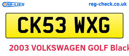 CK53WXG are the vehicle registration plates.
