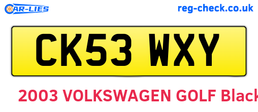 CK53WXY are the vehicle registration plates.