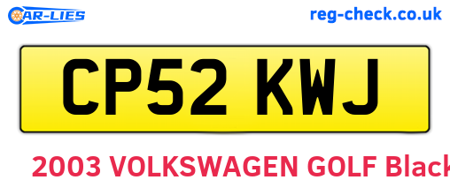CP52KWJ are the vehicle registration plates.