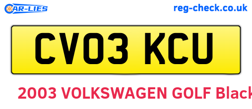 CV03KCU are the vehicle registration plates.