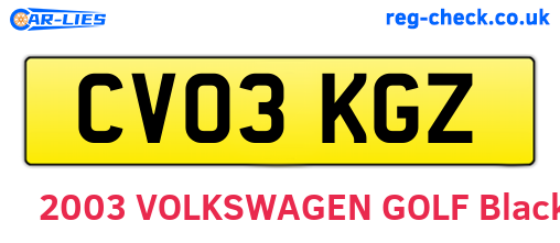 CV03KGZ are the vehicle registration plates.