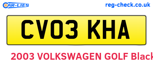 CV03KHA are the vehicle registration plates.