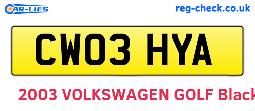 CW03HYA are the vehicle registration plates.