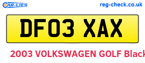 DF03XAX are the vehicle registration plates.