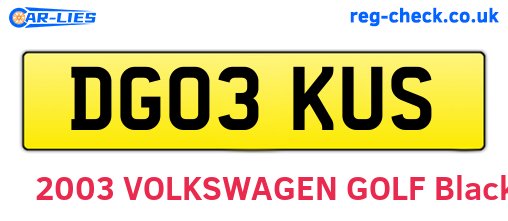DG03KUS are the vehicle registration plates.