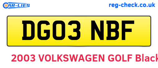 DG03NBF are the vehicle registration plates.
