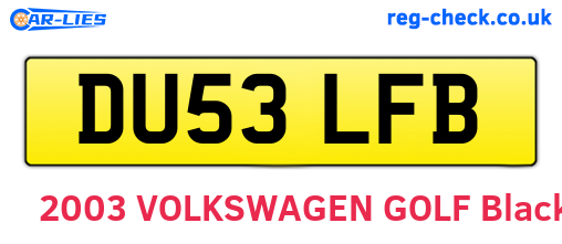 DU53LFB are the vehicle registration plates.
