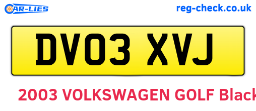 DV03XVJ are the vehicle registration plates.