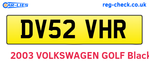 DV52VHR are the vehicle registration plates.