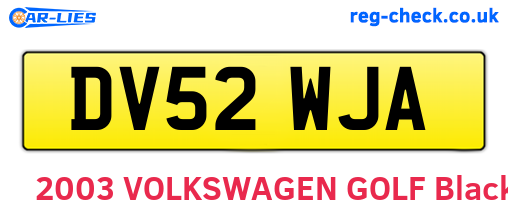 DV52WJA are the vehicle registration plates.