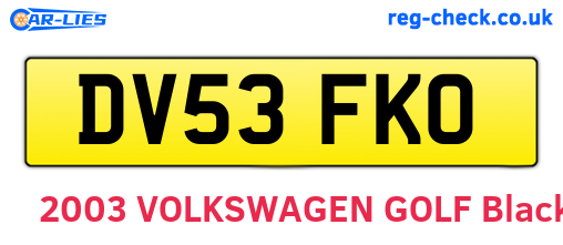 DV53FKO are the vehicle registration plates.