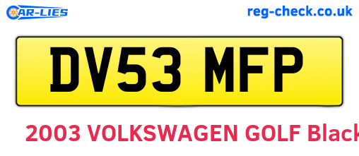 DV53MFP are the vehicle registration plates.