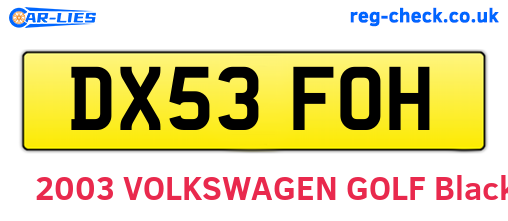 DX53FOH are the vehicle registration plates.