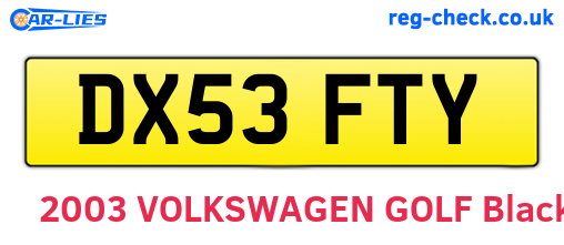DX53FTY are the vehicle registration plates.