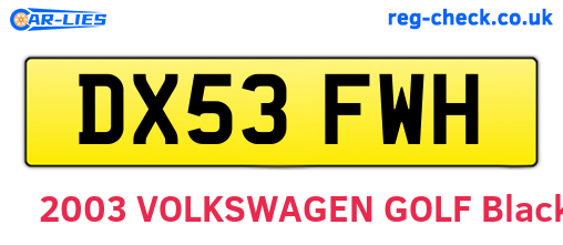 DX53FWH are the vehicle registration plates.