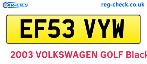 EF53VYW are the vehicle registration plates.