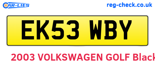 EK53WBY are the vehicle registration plates.