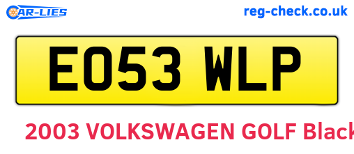 EO53WLP are the vehicle registration plates.