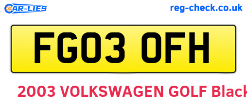 FG03OFH are the vehicle registration plates.