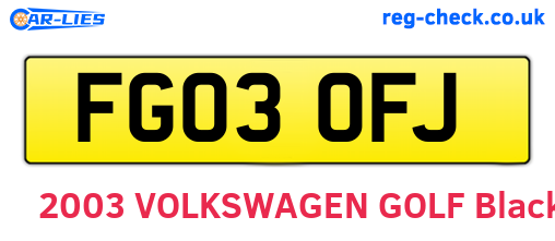 FG03OFJ are the vehicle registration plates.