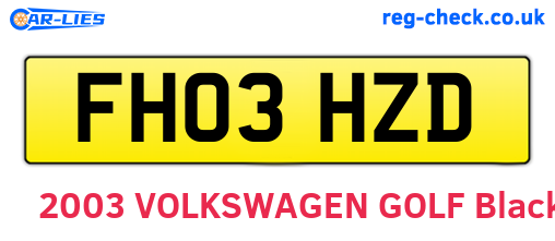 FH03HZD are the vehicle registration plates.