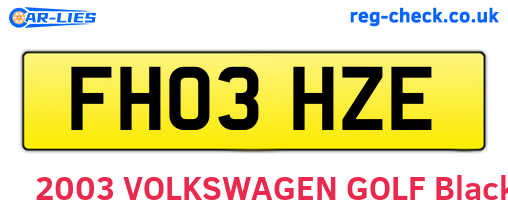 FH03HZE are the vehicle registration plates.