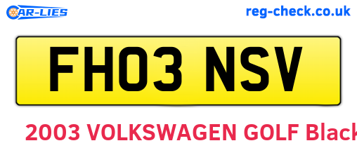 FH03NSV are the vehicle registration plates.