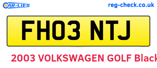 FH03NTJ are the vehicle registration plates.