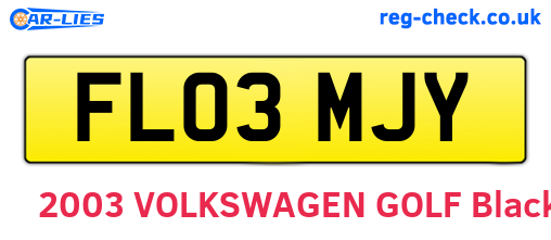 FL03MJY are the vehicle registration plates.